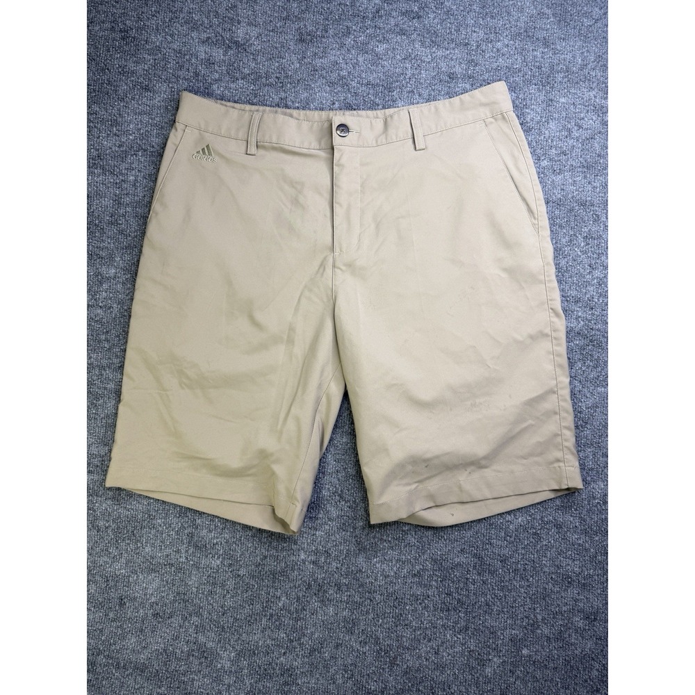 Adidas Climalite Mens Golf Shorts Size 34 10" Khaki Tan Performance Athletic